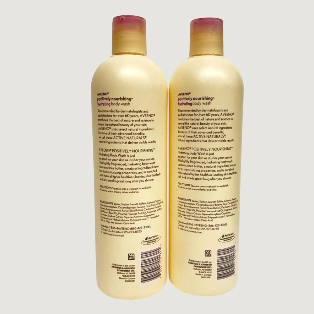 Aveeno FIG Shea Butter Positively Nourishing Aveeno Body Wash, 16 oz Set of 2